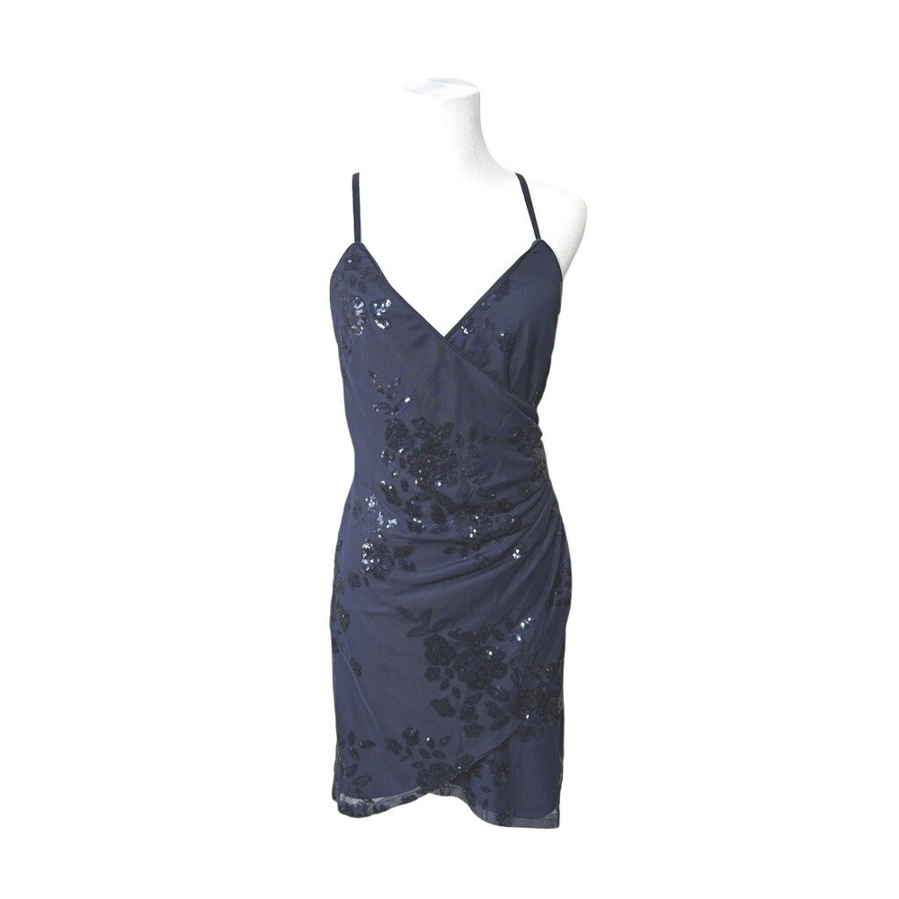Lulu's 123D1814 Blue Sequin Cocktail Dress MEDIUM Spaghetti Straps Bodycon
